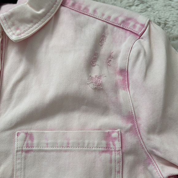 SER.O.YA Mariel Denim Button-Front Shirt Jacket Pink Size M - Picture 7 of 15